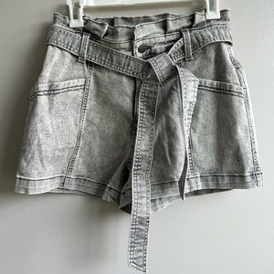 Cute Grey Denim High Waisted Shorts
